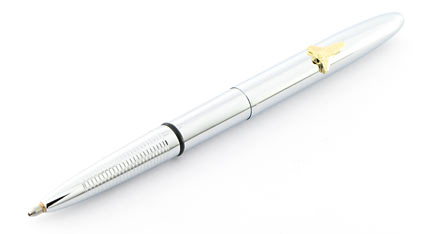 Stylo bille Space Pen Bullet de Fisher chromé avec navette et sans clip - SF 1007 - photo.