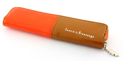 Trousse marron et orange Inès de la Fressange - photo.
