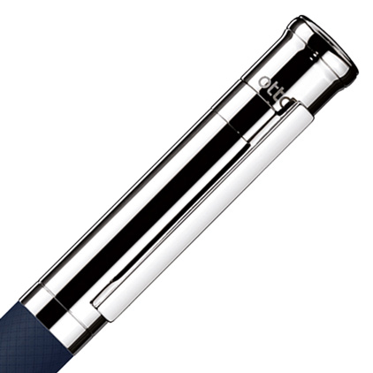 Stylo plume Design04 laqué bleu mat guilloché plaqué platine de Otto Hutt - photo 4