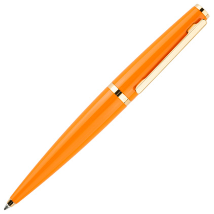 Stylo bille Design06 laqué orange brillant plaqués or jaune de Otto Hutt - photo.