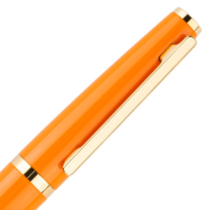 Stylo bille Design06 laqué orange brillant plaqués or jaune de Otto Hutt - photo 2