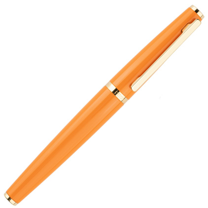 Stylo plume Design06 laqué orange brillant attributs plaqués or jaune de Otto Hutt - photo 3
