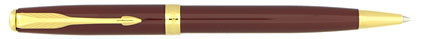 Stylo bille Sonnet laqué rouge intense attributs plaqués or de Parker 