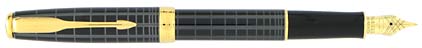 Stylo plume Sonnet laqué gris intense attributs plaqués or de Parker