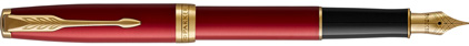 Stylo plume Sonnet laqué rouge attributs dorés plume acier de Parker, cliquez pour plus de d�tails sur ce stylo...