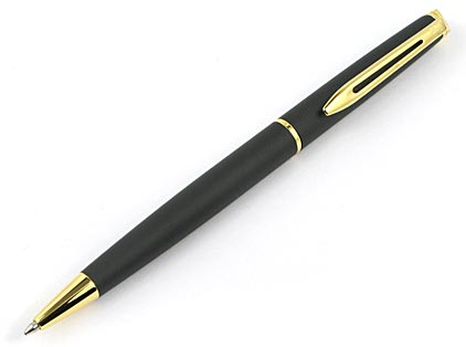 Stylo bille Hémisphère noir mat attributs dorés de Waterman - photo.